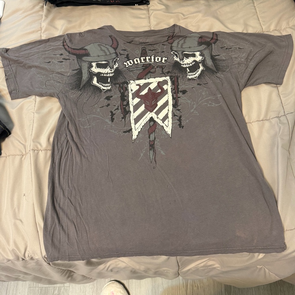 Warrior Graphic Men's Gray T-Shirt